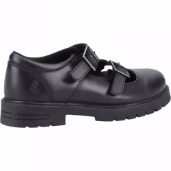 , Black) Ella Senior Black Girls Buckle School Shoes - 3 (Adults'