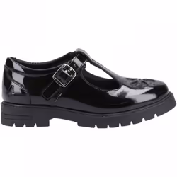 Fiona Patent Junior | Black | Girl's Buckle School Shoes