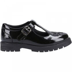 Fiona Patent Junior | Black | Girl's Buckle School Shoes