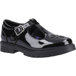 ) Hush Puppies Fiona Patent Junior Leather Girls's Black Shoes - Black, 11 (Adults'