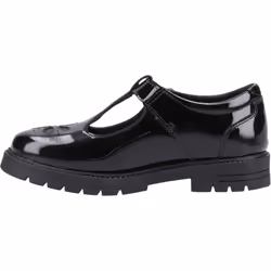 ) Hush Puppies Fiona Patent Junior Leather Girls's Black Shoes - Black, 1 (Adults'