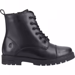 , Black) Lauren Junior Black Girls Lace & Zip School Shoes - 1 (Children's