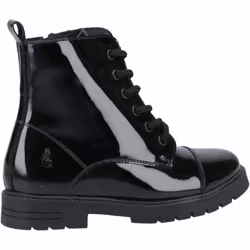 , Black) Lauren Patent Junior Black Girls Lace & Zip School Shoes - 11 (Children's
