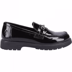 , Black) Lydia Patent Senior Black Girls Slip On School Shoes - 4 (Adults'