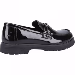 , Black) Lydia Patent Senior Black Girls Slip On School Shoes - 4 (Adults'