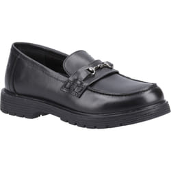 ) Hush Puppies Lydia Senior Leather Girls's Black Loafers - Black, 5 (Adults'