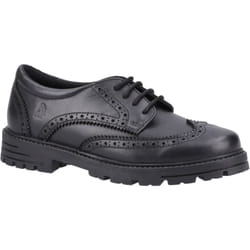 ) Hush Puppies Maxine Senior Leather Girls's Black Brogues - Black, 6 (Adults'