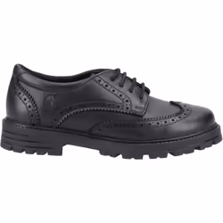 ) Hush Puppies Maxine Senior Leather Girls's Black Brogues - Black, 6 (Adults'