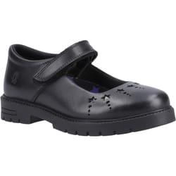 ) Hush Puppies Sabrina Senior Leather Girls's Black Shoes - Black, 4 (Adults'