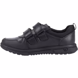 ) Hush Puppies Spencer Senior Leather Boys's Black Shoes - Black, 3 (Adults'