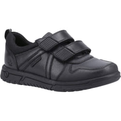 ) Hush Puppies Spencer Senior Leather Boys's Black Shoes - Black, 6 (Adults'