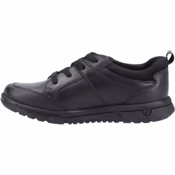 ) Hush Puppies Steven Senior Leather Boys's Black Lace-Up Shoes - Black, 3 (Adults'