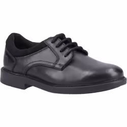 ) Hush Puppies Tommy Senior Leather Boys's Black Shoes - Black, 3 (Adults'
