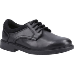 ) Hush Puppies Tommy Senior Leather Boys's Black Shoes - Black, 3 (Adults'