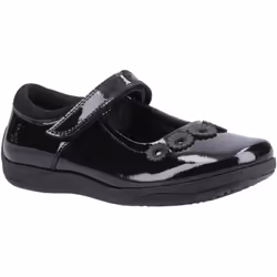 ) Hush Puppies Christina Patent Junior Leather Girls's Black Shoes - Black, 10 (Adults'
