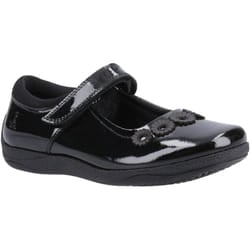 ) Hush Puppies Christina Patent Junior Leather Girls's Black Shoes - Black, 10 (Adults'