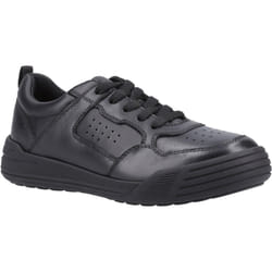 ) Hush Puppies Shane Senior Leather Boys's Black Lace-Up Shoes - Black, 4 (Adults'