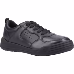 ) Hush Puppies Shane Senior Leather Boys's Black Lace-Up Shoes - Black, 6 (Adults'