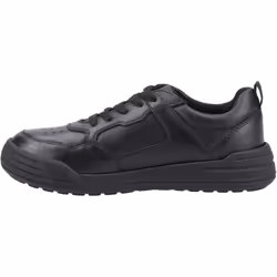 ) Hush Puppies Shane Senior Leather Boys's Black Lace-Up Shoes - Black, 6 (Adults'