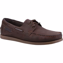 ) Cotswold Bartrim Leather Men's Brown Boat Shoes - Brown, 10 (Adults'