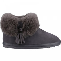 ) Ayana | Grey | Women's Cosy Boot Slippers - 4 (Adults'