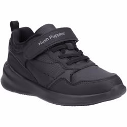 ) Hush Puppies Marling Bungee Lace Junior Polyurethane Black Shoes - Black, 10 (Adults'