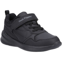 ) Hush Puppies Marling Bungee Lace Junior Polyurethane Black Shoes - Black, 10 (Adults'