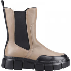 ) Fleur | Mocha | Women's Leather Chelsea Boots - 4 (Adults'