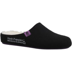 ) Hush Puppies The Good 90% Recycled RPET Polyester Women's Black Slippers - Black, 3 (Adults'