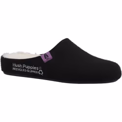 ) Hush Puppies The Good 90% Recycled RPET Polyester Women's Black Slippers - Black, 6 (Adults'