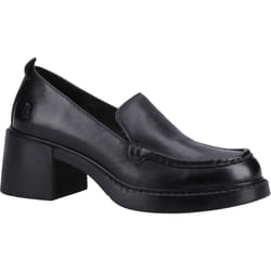 ) Hush Puppies Adelaide Leather Women's Black Loafers - Black, 4 (Adults'