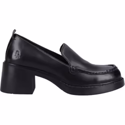) Hush Puppies Adelaide Leather Women's Black Loafers - Black, 4 (Adults'