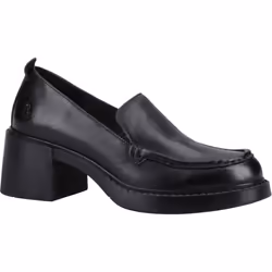 ) Hush Puppies Adelaide Leather Women's Black Loafers - Black, 6 (Adults'