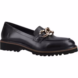 ) Hush Puppies Gianna Leather Women's Black Loafers - Black, 3 (Adults'