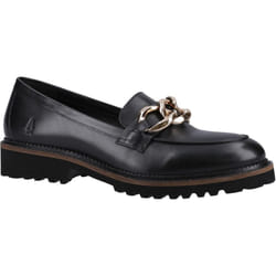) Hush Puppies Gianna Leather Women's Black Loafers - Black, 3 (Adults'