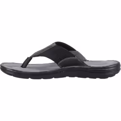 ) Hush Puppies Alan Toepost Leather Men's Black Flip Flops - Black, 6 (Adults'