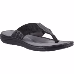 ) Hush Puppies Alan Toepost Leather Men's Black Flip Flops - Black, 12 (Adults'
