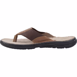 ) Hush Puppies Alan Toepost Leather Men's Tan Flip Flops - Brown, 12 (Adults'