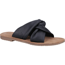 ) Hush Puppies Amy Wide Fit Leather Women's Black Sandals - Black, 3 (Adults'