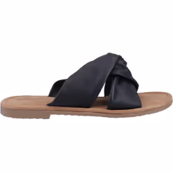 ) Hush Puppies Amy Wide Fit Leather Women's Black Sandals - Black, 3 (Adults'