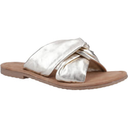 ) Hush Puppies Amy Wide Fit Leather Women's Gold Sandals - Gold, 3 (Adults'