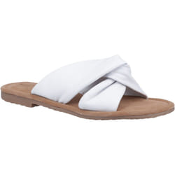 ) Hush Puppies Amy Wide Fit Leather Women's White Sandals - White, 3 (Adults'
