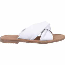 ) Hush Puppies Amy Wide Fit Leather Women's White Sandals - White, 3 (Adults'