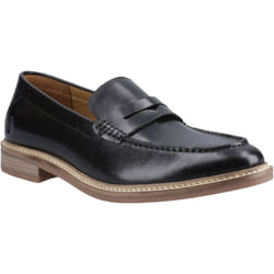 ) Hush Puppies Benedict Leather Men's Black Loafers - Black, 7 (Adults'