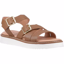 ) Hush Puppies Cady Leather Women's Tan Sandals - Brown, 5 (Adults'