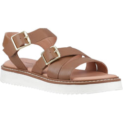 ) Hush Puppies Cady Leather Women's Tan Sandals - Brown, 5 (Adults'