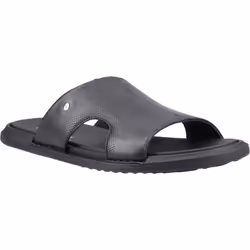 ) Hush Puppies Callum Slide Leather Men's Black Sandals - Black, 7 (Adults'