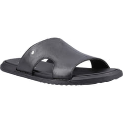 ) Hush Puppies Callum Slide Leather Men's Black Sandals - Black, 11 (Adults'
