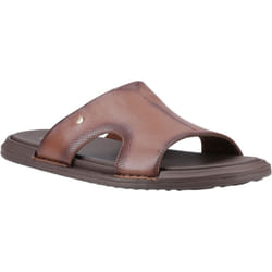 ) Hush Puppies Callum Slide Leather Men's Brown Sandals - Brown, 8 (Adults'