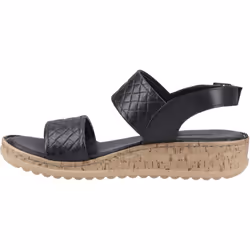 ) Hush Puppies Ebony Wide Fit Leather Women's Black Sandals - Black, 7 (Adults'